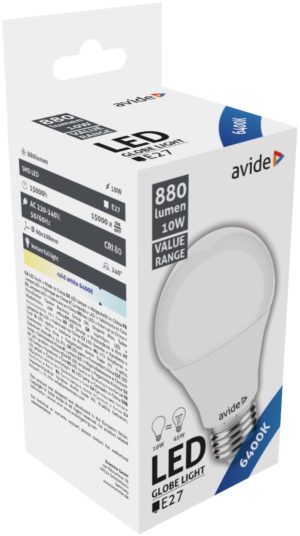 Avide Value LED Globe E27 10W 6400K