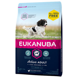 Eukanuba Adult Medium Breed Κοτόπουλο 3Kgr+500gr