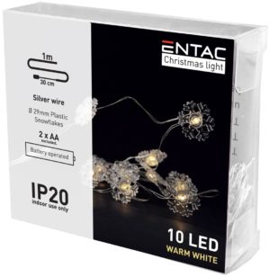 Entac Christmas Indoor Plastic Snowflake Light 10LED 3000K 1m (2AA excl.)