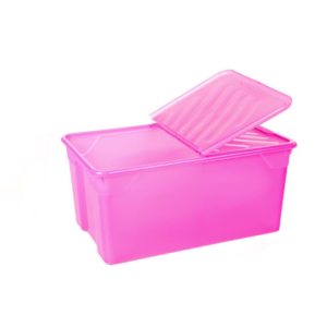 Homeplast Nak Box 92L Φούξια | Κουτί Αποθήκευσης με Καπάκι και Ροδάκια 70×46×34cm Πλαστικό