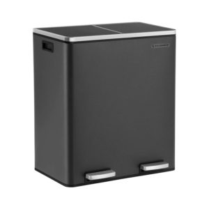 Metal Double Stainless Steel Waste Bin with 2 Pedals and Soft-Close System 60 Lt Χρώματος Μαύρο Songmics (LTB60BK) (SNGLTB60BK)