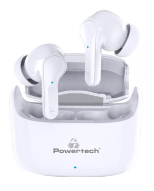 POWERTECH PT-1052 | POWERTECH earphones με θήκη φόρτισης Soul, TWS, ANC, 45/400mAh, λευκά