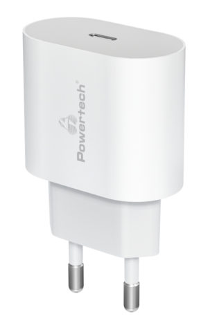 POWERTECH PT-1150 | POWERTECH φορτιστής τοίχου PT-1150, USB-C, 12W, λευκός