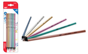 MP PE328 | MP χρωματιστές ξυλομπογιές PE328, τρίγωνες, μεταλλικό χρώμα, 6τμχ