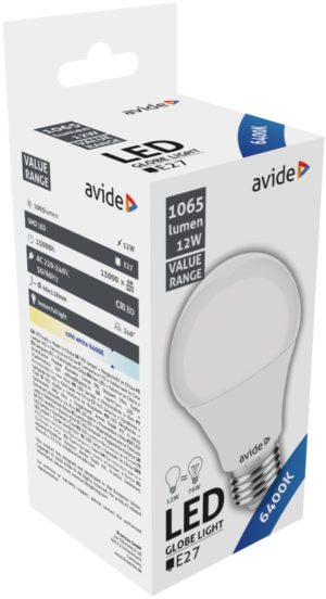 Avide Value LED Globe E27 12W 6400K