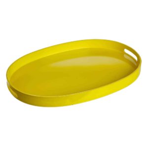 JK Home Décor - Δίσκος Πλαστικός οβάλ Κιτρινος 44X30cm 1τμχ