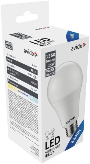 Avide Value LED Globe E27 15W 6400K