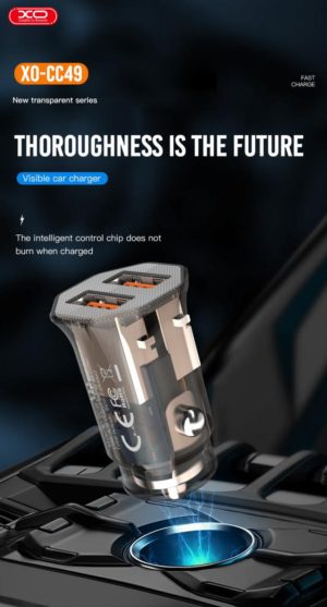XO CC49 transparent design dual usb 2.4A car charger