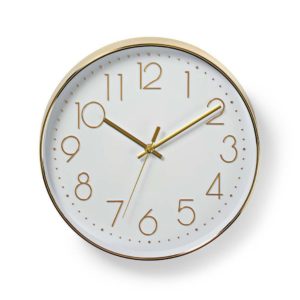 Nedis Wall Clock Plastic Gold/White 30cm (CLWA015PC30GD) (NEDCLWA015PC30GD)