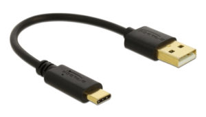 DELOCK 85354 | DELOCK καλώδιο USB σε USB Type-C 85354, 3A, 22AWG, 0.15m, μαύρο