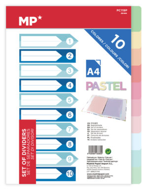 MP PC119P | MP χρωματιστά διαχωριστικά φύλλα A4 PC119P, πλαστικά, 10τμχ