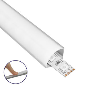 GloboStar® 70815-1M Γωνιακό Προφίλ Αλουμινίου Ανοδιωμένο με Λευκό Οπάλ Κάλυμμα για 1 Σειρά Ταινίας LED Πατητό - Press On 1 Μέτρο