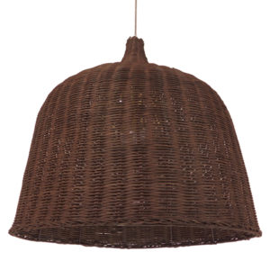 GloboStar® BAHAMAS 01369 Vintage Κρεμαστό Φωτιστικό Οροφής Μονόφωτο Καφέ Σκούρο Ξύλινο Ψάθινο Bamboo Φ60 x Υ60cm