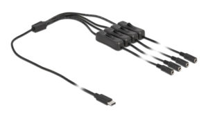DELOCK 86802 | DELOCK καλώδιο USB Type-C σε 4x DC 5.5 x 2.1mm 86802, 1m, μαύρο