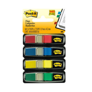 3M POST-IT INDEX TABS PILE 4 NEON COL 12 x 44mm