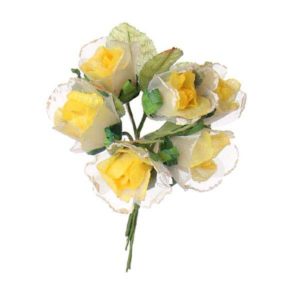 JK Home Décor - Τριαντάφυλλο Σύρματινο Κιτρινο S/5 11cm 12τμχ