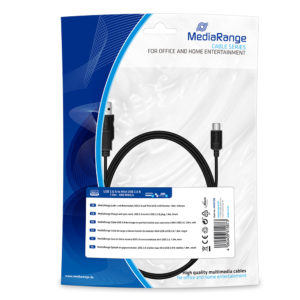 MediaRange Charge and sync cable, USB 2.0 to mini USB 2.0 B plug, 1.8m, black (MRCS188)