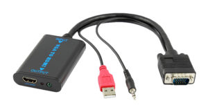 POWERTECH CAB-H070 | POWERTECH αντάπτορας VGA/USB/3.5mm σε HDMI CAB-H070, 1080p, 0.2m, μαύρος