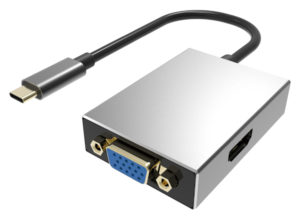 POWERTECH PTH-050 | POWERTECH αντάπτορας Type-C σε VGA/HDMI PTH-050, με USB 3.0, γκρι