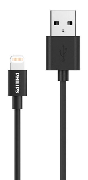 PHILIPS DLC3104V-00 | PHILIPS καλώδιο USB σε Lightning DLC3104V-00, 2.4Α 12W, 1.2m, μαύρο