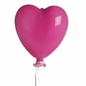 JK Home Décor - Καρδιά Γυάλινη Σxεδιο Μπαλόνι Ροζ 13x10cm 2τμχ