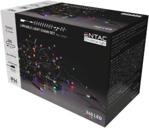 Entac Christmas IP44 240 LED Linkable Light MC 24m set with adapter
