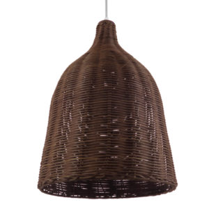 GloboStar® BAHAMAS 01367 Vintage Κρεμαστό Φωτιστικό Οροφής Μονόφωτο Καφέ Σκούρο Ξύλινο Ψάθινο Bamboo Φ30 x Υ40cm