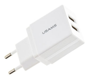 USAMS CC90TC01 | USAMS φορτιστής τοίχου T24 US-CC090, 2x USB, 2.1A, λευκός