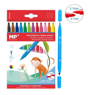 MP PP861 | MP σετ χρωματιστών μαρκαδόρων με διπλή μύτη 2.1 & 3.7mm PP861, 12τμχ