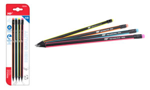 MP PE332 | MP ξύλινο μολύβι με γόμα PE332, τρίγωνο, HB, 4τμχ