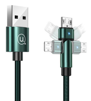 USAMS SJ478USB02 | USAMS καλώδιο Micro USB σε USB SJ478, περιστρεφόμενο, 2A, 1m, πράσινο