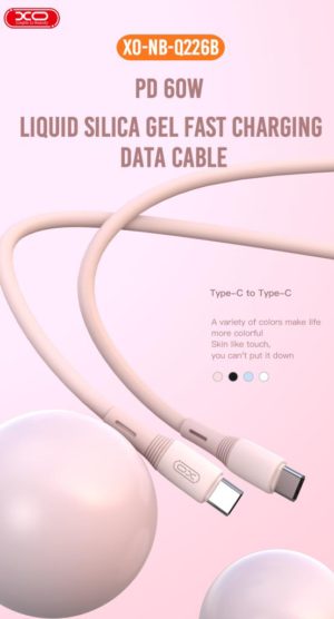 XO NB-Q226B 60W silicone two-color Type-C to Type-C data cable 1m White