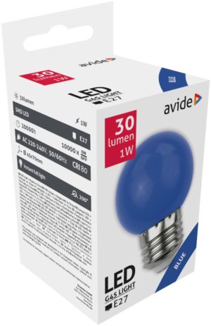 Avide Decor LED bulbs G45 1W E27 Blue