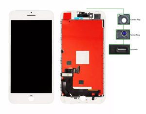 TIANMA TLCD-040 | TIANMA High Copy LCD iPhone 8 Plus, Camera-Sensor ring, ear mesh, White