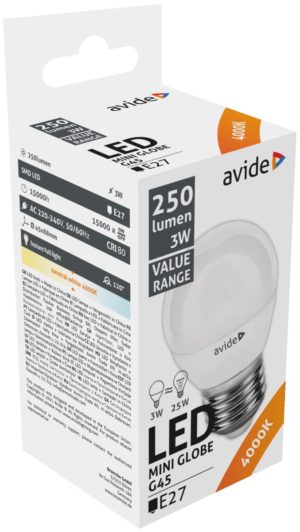 Avide Value LED Mini Globe E27 3W NW 4000K