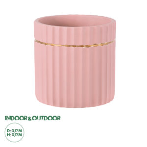 GloboStar® Artificial Garden RETHYMNO 20456 Πήλινο Κεραμικό Κασπώ Γλάστρα - Flower Pot Ροζ με Χρυσό Φ17cm x Υ17cm