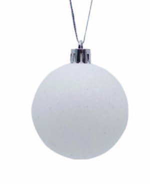 JK Home Décor - Μπάλα Πλαστική Λευκή Με Glitter S/4 10cm 3τμχ