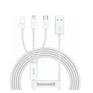 Baseus Superior Series Regular USB to Type-C / Lightning / micro USB Cable 3.5A White 1.5m (CAMLTYS-02) (BASCAMLTYS02)