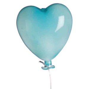 JK Home Décor - Καρδιά Γυάλινη Σxεδιο Μπαλόνι Mπλε 13x10cm 2τμχ
