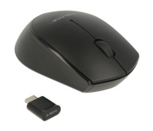 DELOCK 12526 | DELOCK ασύρματο ποντίκι 12526, Οπτικό, USB-C receiver, 3-button, μαύρο