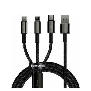 Baseus Tungsten Gold Braided USB to Type-C / Lightning / micro USB Cable 3.5A Black 1.5m (CAMLTWJ-01) (BASCAMLTWJ01)