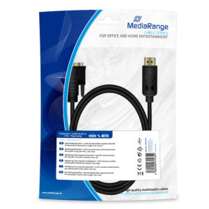 MediaRange DisplayPort to DVI connection cable, gold-plated contacts, DP plug /DVI-D plug (24+1 Pin), 2.0m, black (MRCS199)