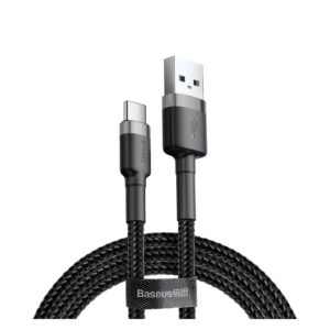 Baseus Cafule Braided USB 2.0 Cable USB-C male - USB-A male Black 0.5m (CATKLF-AG1) (BASCATKLFAG1)