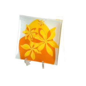 JK Home Décor - Πιατελα Γυάλινη Floral Πορτοκαλί 2τμχ