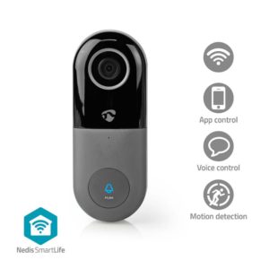 Nedis Wi-Fi Smart Video Doorbell Wireless Doorbell with Camera and Wi-Fi (WIFICDP10GY) (NEDWIFICDP10GY)
