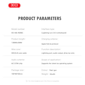 XO NBR258C Lightning adapter Lightning to 3.5mm