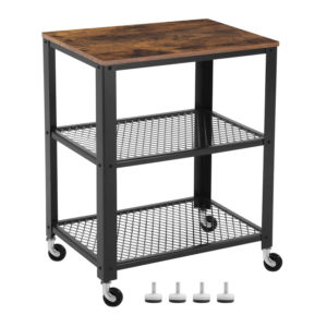 Wheeled Metal Table with 3 Shelves 60 x 40 x 77.5 cm Vasagle (LRC78X) (VASLRC78X)