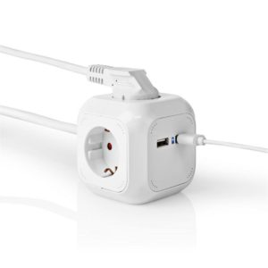 Nedis PowerCube 4 Positions with 2 USB and 1.5m Cable White (EXSOC415UFWT) (NEDEXSOC415UFWT)