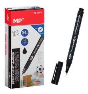 MP PE411-S | MP ανεξίτηλος μαρκαδόρος PE411-S για CD-DVD, 0.4mm, μαύρος, 12τμχ