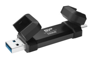 SILICON POWER SP500GBUC3S72V1K | SILICON POWER εξωτερικός SSD DS72, USB/USB-C, 500GB, 1050-850MBps, μαύρο